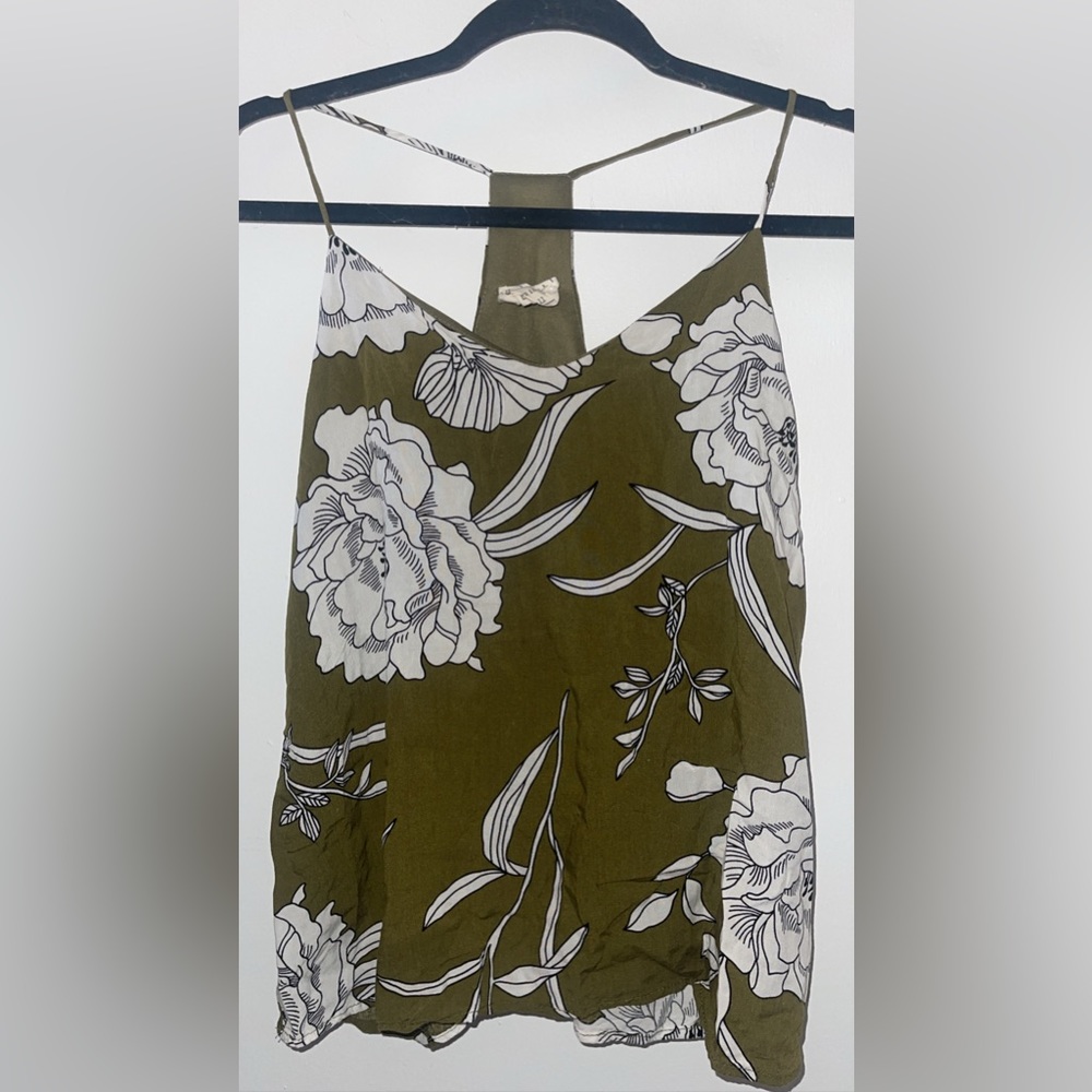 Olive Green Floral Top
